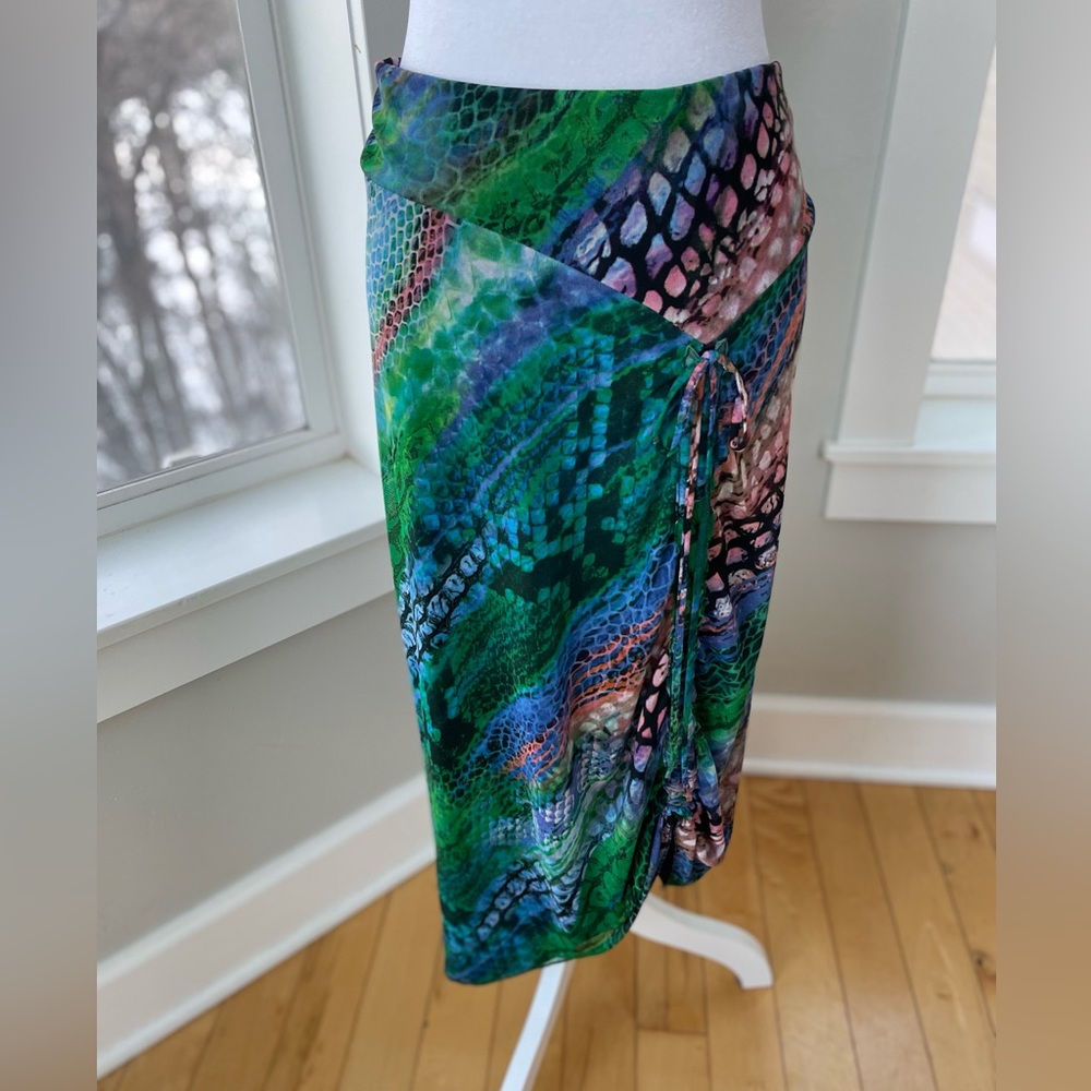 Vintage Y2K Mesmerize Emerald Green Low Rise Stretch Mesh Maxi Skirt Sz S - Picture 12 of 12